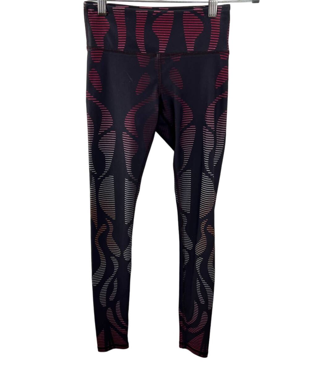 NOLI Black Red Pink Geometric Ombre Mid-Rise 7/8 Leggings Tights Yoga USA XS